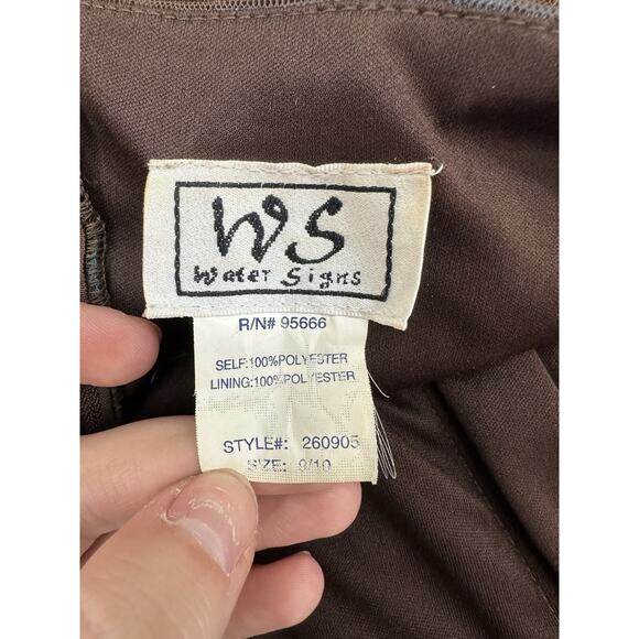 Water Signs Juniors Dress Size 9/10 Brown Blue Strapless Layered Homecoming VTG - Picture 4 of 13